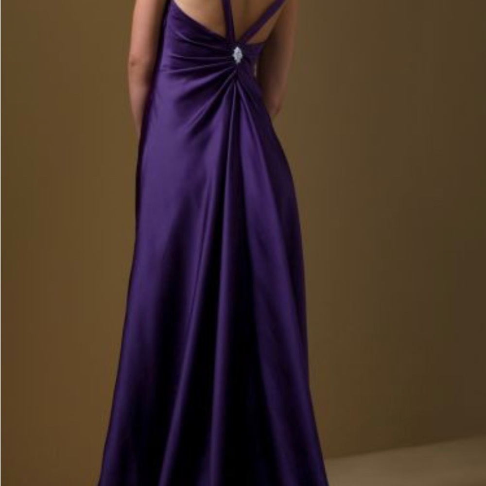 ALFRED ANGELO LONG SATIN DRESS WITH V BACK STRAPS - Picture 2 of 3